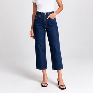 SLVRLAKE Cropped Grace Wide Leg Jeans in Evermore Dark Wash